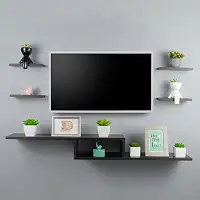 Rack Tv Nicho Suspenso para Quarto Sala Preto 110cm