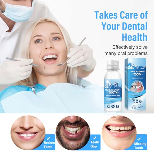 Tooth Repair Kit,Teeth Replacement Kit Glue for Fixing The Missing and Broken Tooth Replacements Suitable for Men and Women, Tooth/Dark Purple - Thumbnail 4