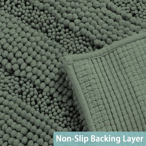 Image of Turquoize Luxury Chenille Bath Rug for Bathroom Rugs Extra Absorbent Bath Mat Non Slip Microfiber Shower Rug for Bathroom Microfiber Shaggy Carpet Rug Size, 17 inchx 24 inch, Green Bay