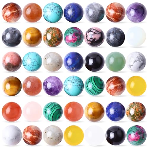 La Mejor comparativa de Esferas chinas precio - los mas comprados. 35 UFEEL - 40 bolas de esfera de piedras preciosas de 16 mm, esfera de vidrio pulido, lindas piedras preciosas de bolsillo para meditación, decoración, equilibrio energético