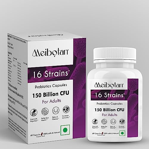 Meibotan No1 Probiotic Supplement Designed by Scientist Probiotics 150 Billion CFU For Men & Women with 16 Strains – Stimulates the immune system Digestion Immunity Support- 60 Veg Capsules