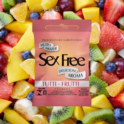 Preservativo Lubrificado Tutti-Frutti Sex Free 12 pacotes x3un