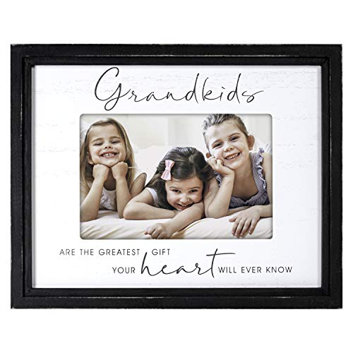 Malden International Designs 4x6 Grandkids Script Sentiments Picture Frame Grandkids Are The Greatest Gift Your Heart Will Ever Know White MDF Wood Frame Raised Black Outer Wood Moulding