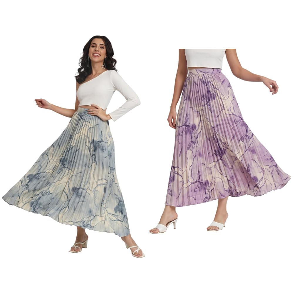 kzully Crepe Women's Skirts Grey-Blue Crepe Women's Skirts Purple-picture-43