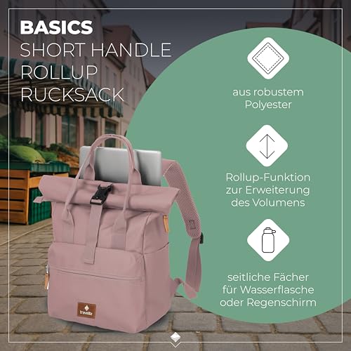 Travelite Rolltop Handgepäck Rucksack BASICS, 37-46 cm, 11-14 Liter