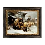 FOLKOR Vintage 16x20 Frame for Canvas Oil Paintings, Black Gold Heavy Wood Frame for Memorial Portraits, Ornate Open Back Wall Frame for Artists Designers Show, No Cover & Back