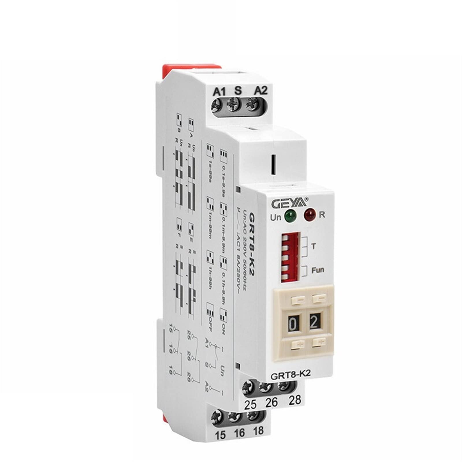 AQHYEBNSR GRT8-K Digital Setting Timer Relay AC DC 12V 24V 220V 230V Multifunction Time Delay on Off(GRT8-K2 ACDC12V-240V)