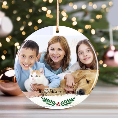 HOBULL Bola De Navidad Personalizada con Foto,Adorno áRbol Navidad Personalizado,Navidad Decoración 2024,Adornos Navidad Personalizados Regalos Navidad De Navidad para Familiares y Amigos