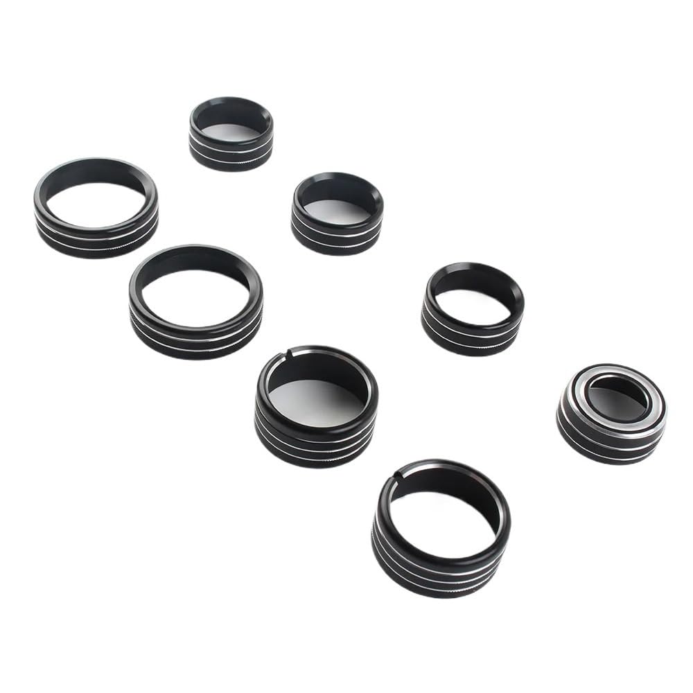 8PCS Car Center Console Air Conditioner Switch Button Knob Trim for Chevrolet Silverado for GMC Sierra 2014-2018(Black)