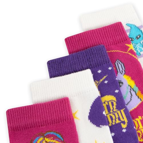 Einhorn Akademie Mädchen Socken | 5er Pack Einhorn Strümpfe Kinder | Kindersocken Mädchen | Lila 37-40cm