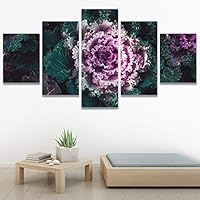 SIGNWIN 5 Panel Canvas Wall Art Purple Petals for Home Decorations Ready to Hang - 60