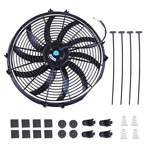 Image of BATONECO 16" Electric Radiator Cooling Fan Mounting Kit, 12V Cooling Radiator Fan with 120W 1000 CFM Slim High Performance Universal (Black)