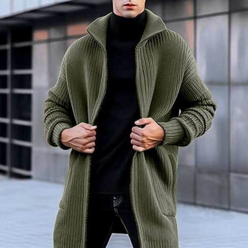 Men's Solid Open Front Casual Long Sweater Cable Knitted Comfort Winter Sweater Cardigan Lapel Fashion Sweaters2
