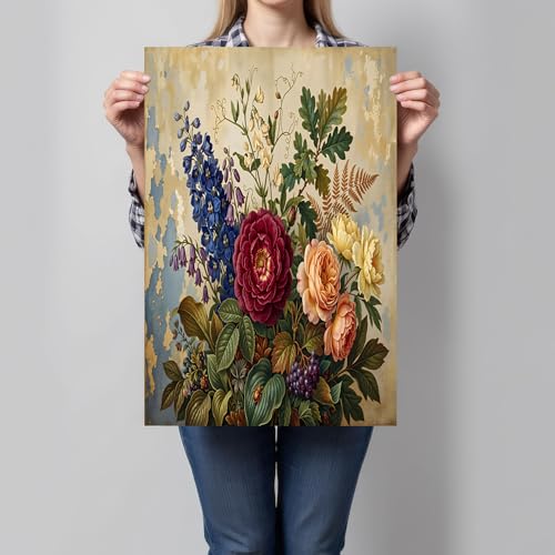 Tableau decoration murale salon avec bouquet de nature morte beige
