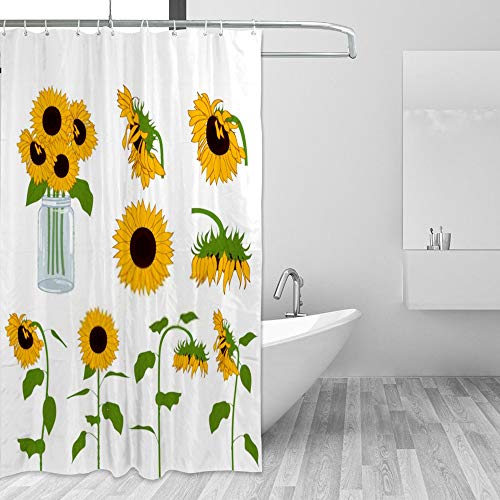 Rideau de douche anti-moisissure imperméable en polyester avec crochets - 5