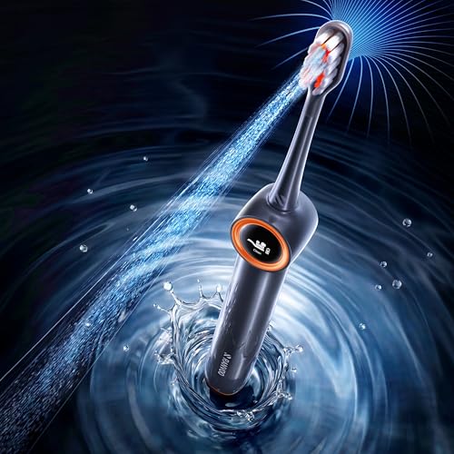 RANVOO AirJet X3 [AI Max Jet Clean] [Flossing & Sonic Brushing 2-in-1] Electric Toothbrush for Adults, 100% Plaque Removal, Whitening, 60-Day Battery, Soft & Gum Care, for Sensitive Teeth/Braces Gray