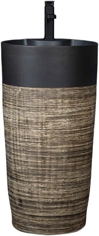 Pedestal Sinks Creative Retro Column Wash Basin Sink Outdoor Integrated Floor-Standing Balcony Bathroom (A)