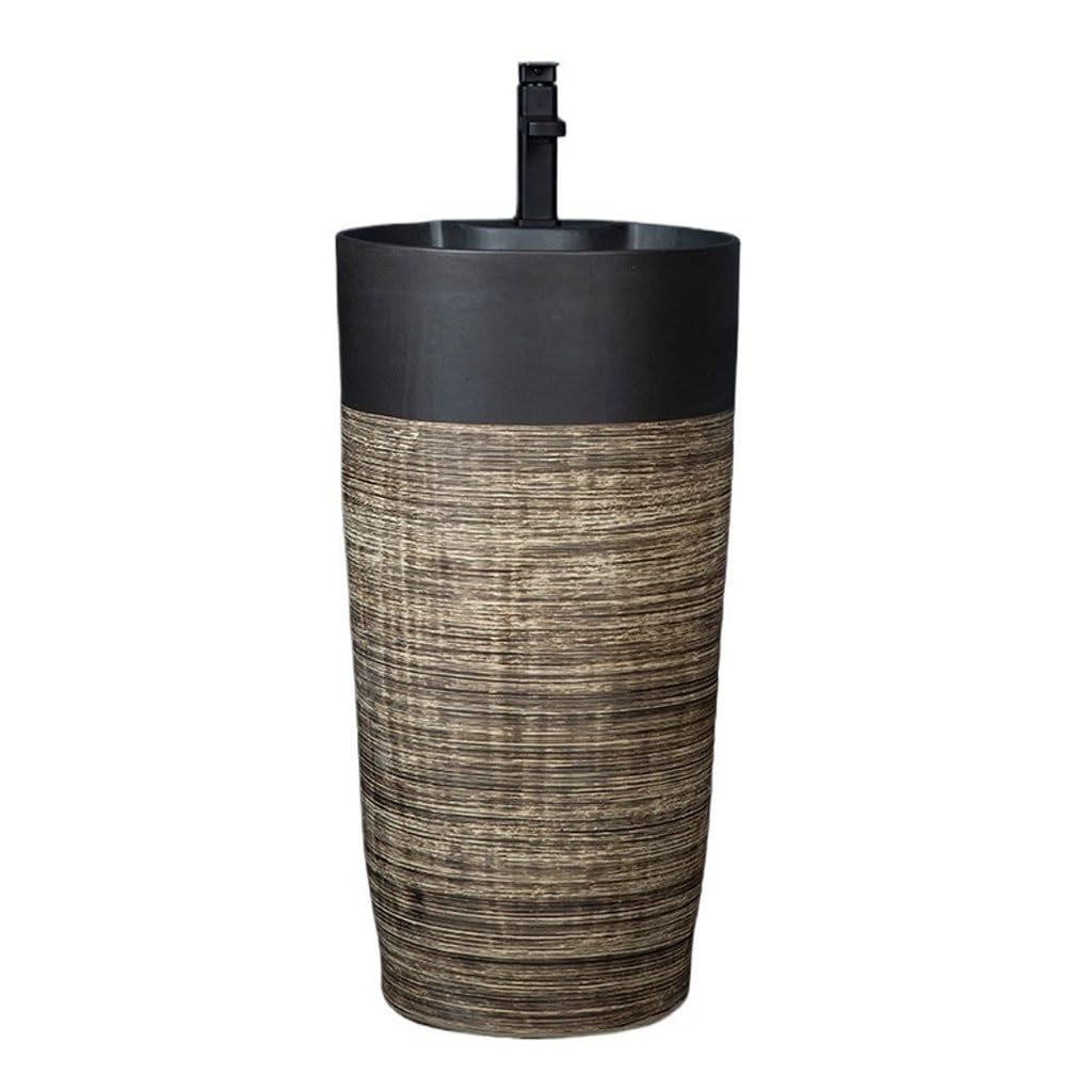 Rkvxcjhdr A Pedestal Sink Creative Retro Column Wash Basin Sink Outdoor Column Basin Integrated Floor-Standing Balcony Wash Basin Bathroom Sinks