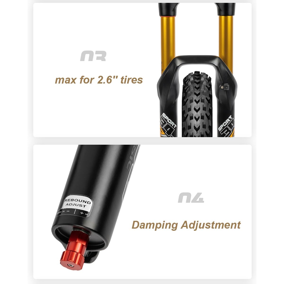 Widelec rowerowy MTB 26 27,5 29 cali amortyzowany pneumatycznie widelec do rowerów górskich amortyzator 160 mm QR 9 * 100 mm prosta rura stożkowa 1-1/8 regulacja amortyzacji (czarny, 26 cali)