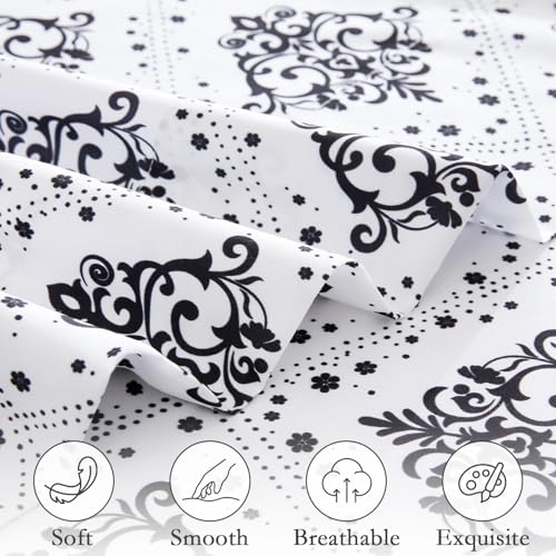 ChicView Queen Size Damask Printed Sheet Set,4 Pieces Boho Style Breathable Soft Microfiber Bedsheets, Anti Pilling Deep Pockets Easy Care Bed Sheets, Black by ChicView - Used condition - Image 4