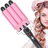 Aibeau Lockenstab 3 Dreifache Fässer lockenstäbe Haarwickelzange Hair Waver Pearl Waving Lockenwickler, Wellenstyler Turmalin Keramik Digitale Temperaturanzeige für Lange/kurze Haare