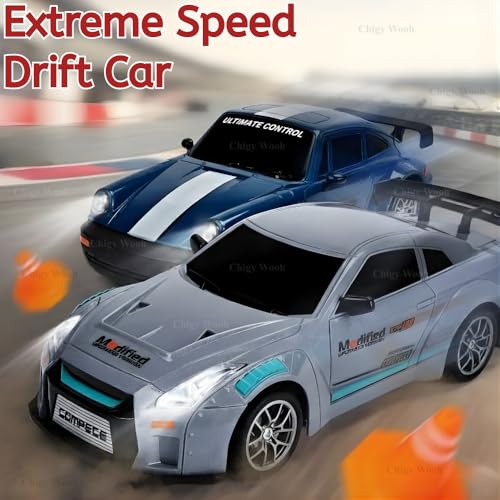Image of Remote Control Drift Car for Kids | 1:24 Scale 4WD High Speed Remote Control City Drift Racing Car with LED Lights, Drifting Tire Toy Cars for Adults, Boys (Color As Per Stock)