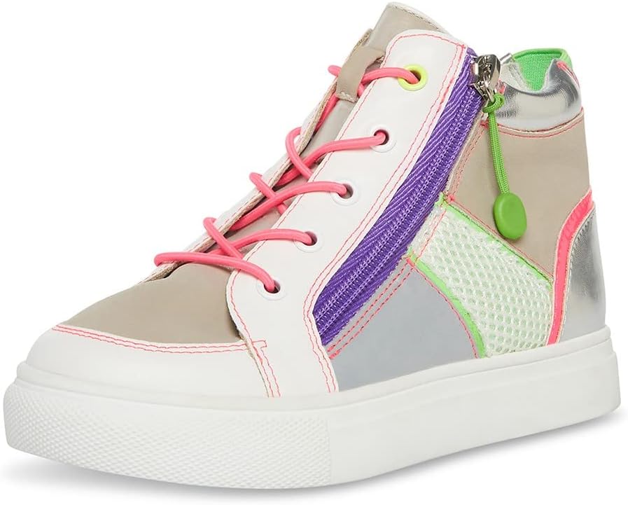 Steve Madden Girls Adaptive Laylaa Sneaker, White Multi, 3 Little Kid