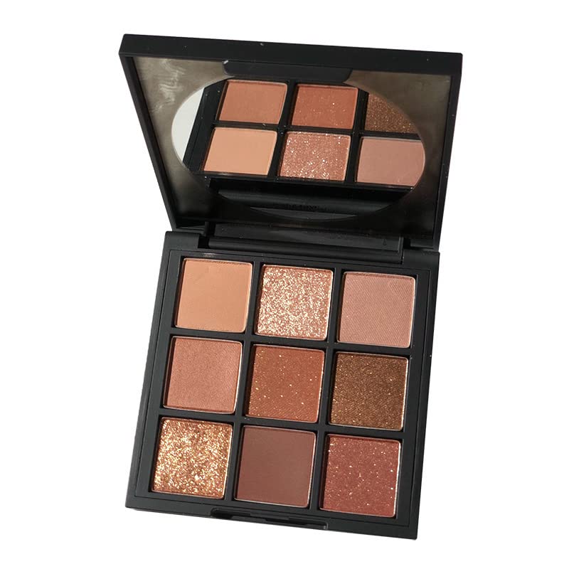 LiKun Shimmer Matte Eyeshadow Palette 9 Shades Eco-Friendly Ultra Blend High Pigment Matte Glitter Matarik, Long Lasting Waterproof Eyeshadow Palette, Eyeshadow Palette Warm Tones