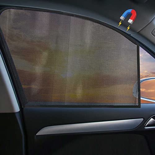 DIZA100 Car Front Window Shades, 2 Pack Car Sun Shade für Fahrer, magnetische Fenster Vorhang Block Sonne/UV-Strahlen, sehen durch Mesh Sun Shades für Universal Cars -64x50cm