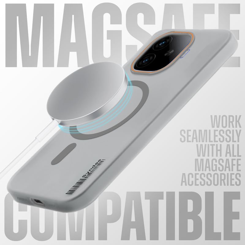 Image of Mr. Case Back Cover for iQOO Neo 10R 5G Sleek Frosted Translucent Back Only Compatible with Wireless Magnetic Accessories | Anti-Scratch Shockproof Phone Case - Grey