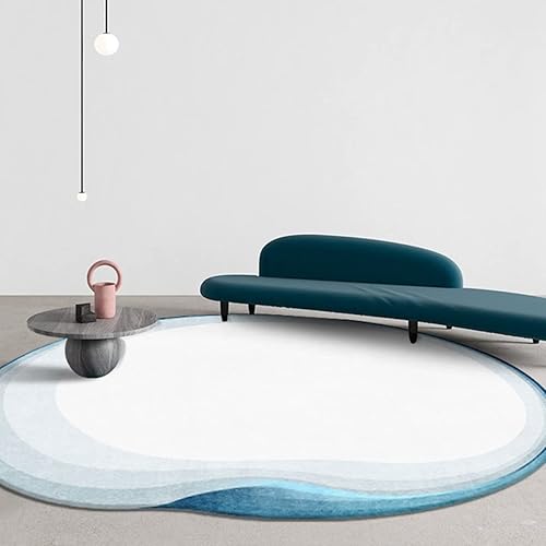 Miniatura 6 de Contemporay - Alfombra redonda irregular de lana, color beige, de 5 pies, para habitación del bebé, alfombra bohemia elegante para entrada, alfombra