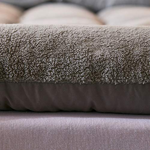 TATAMI Thicken Mattress pad Mat Protector, Reversible Sherpa Fitted Mattress Topper Weighted Floor Pillow Bed Cover, Japanese Traditional futon Mattress-Gray Twinch2