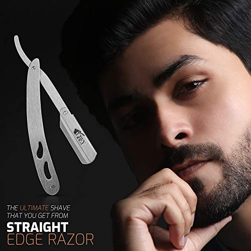 Straight Razor Matte Finish Silver | Cut Throat Razor by GREY | Straight Edge Barber Razor | Best Barber Supplies | Barber Accessories | Barber Straight Blade Razor For Men