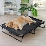 QD-WST ペットベッド 折りたたみ式 犬用ベッド 高床式 地面から離れ 大型犬 猫ベッド 四季通用 通気性 組み立て不要 持ち運べる 金属製フレーム 水洗い可 ブラック Mサイズ 幅89×奥行き61×高さ20cm