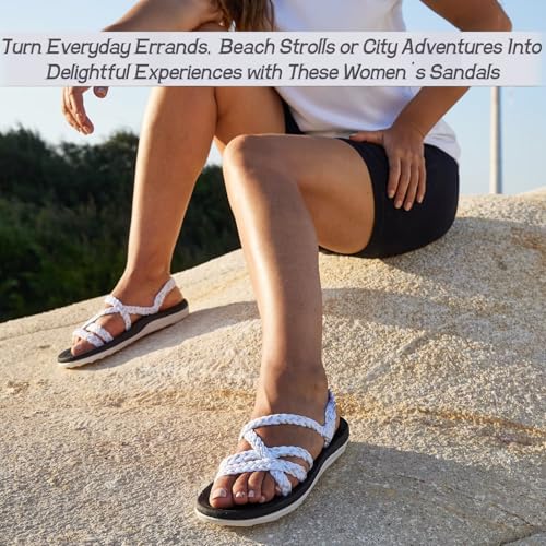 MEGNYA Comfort Yoga Sport Shoes for Ladies, Arch Support Slide Sandals with Casual Sling Back Straps, Stylish Women's Walking Sandals for Water Travel Hiking White Size 11 - Thumbnail 5