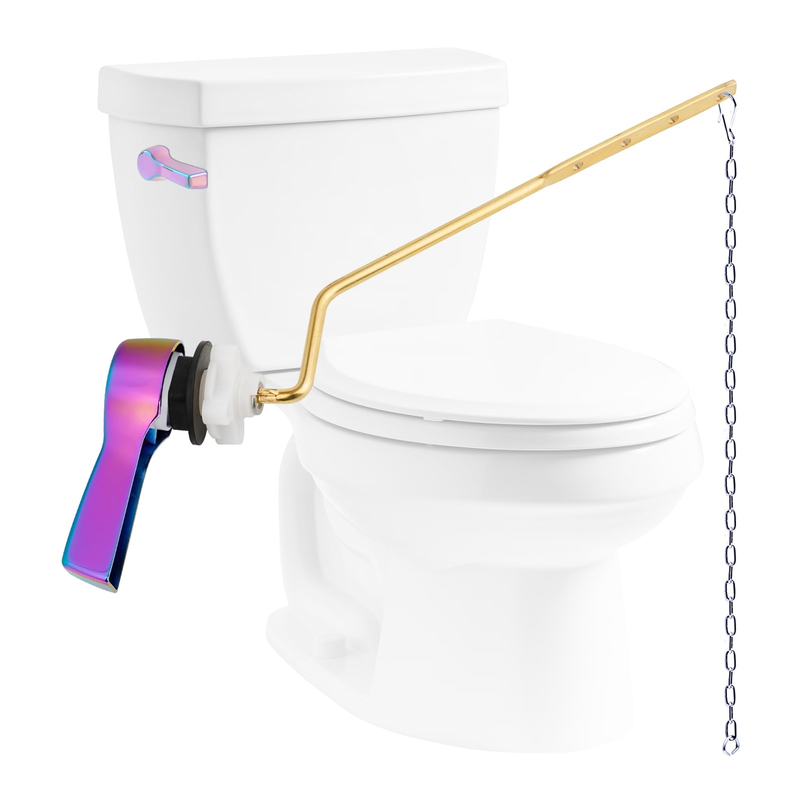 Hibbent Universal Metal Side Mount Toilet Handle Replacement Kit, Rainbow