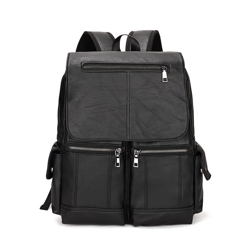 Mochila de Couro LukeSports Casual Urbana Luxo – 42cm – Grande, Elegante e Resistente (Preto)