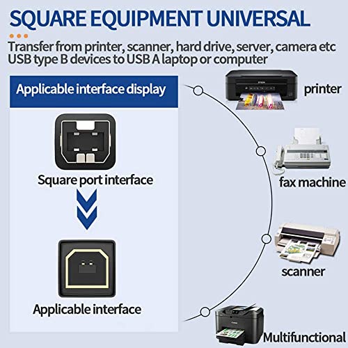 Image of rts High Speed USB 2.0 (5 Meter / 16.40 Feet / 500 CM) Printer Cable USB Scanner Cable A Male to B Male Compatible with Printers, Scanner for Canon, Brother, Dell, HP, Samsung, Lexmark, Panasonic