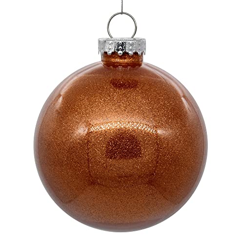 Vickerman 4" Clear Ball Christmas Ornament with Copper Glitter Interior. This Item Comes with 6 Ornaments per Unit.