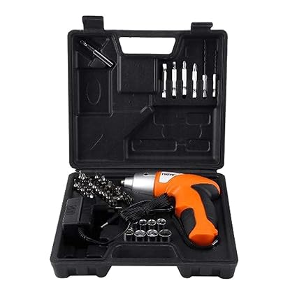 FEELING MALL 45 Pieces Rechargeable Electric Cordless Screw Driver Set with Screwdriver Key less Chuck & Bidirectional Button LED Light [ NOT USE FOR DRILL ]