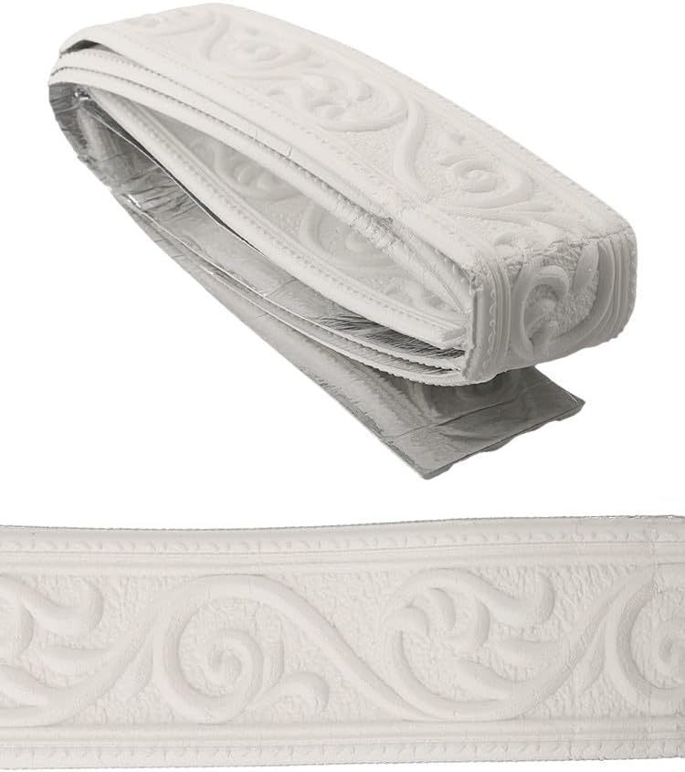 3D Tiles DIY Waterproof Skirting Sticker Border Decoration,White,230x5x0.4cm XPE Foam Molding Trim for Wall,Door Frame and TV Background(White)