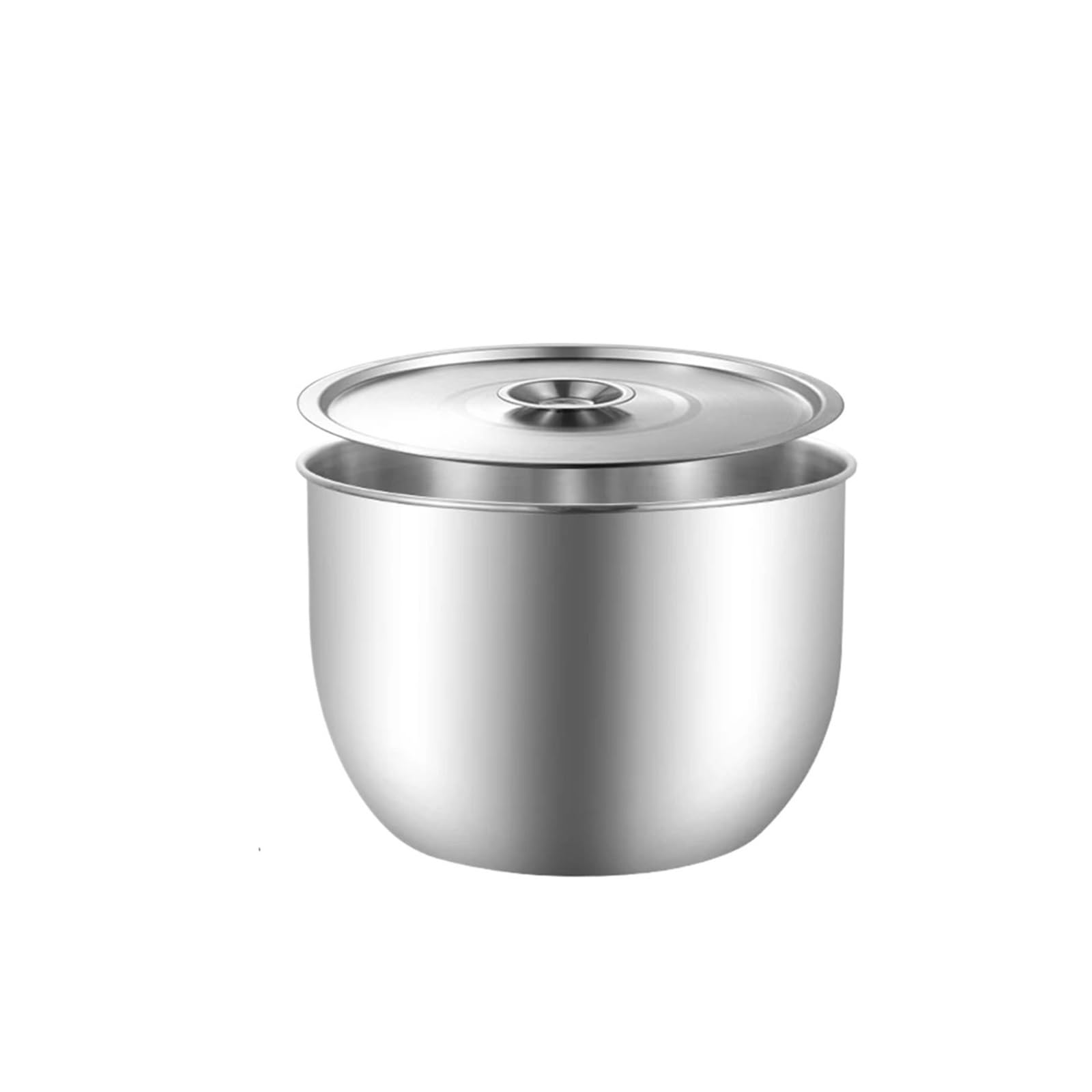 Kitchen Stainless Steel Egg Beater Basin Fruit Salad Stirring Seasoning Bowl With Lid Storage Container Home Cooking Tools(21CM with Lid)
