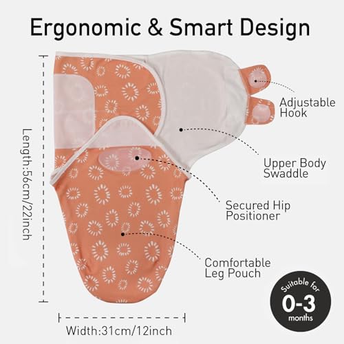 Image of GLLQUEN BABY Swaddles for Newborns 0-3 Months, Adjustable & Easy Fastener | 3-Pack, Organic Cotton Swaddle, Womb-Like Nursery Swaddling Blanket reduces startle reflex, soft and skin-friendly fabric