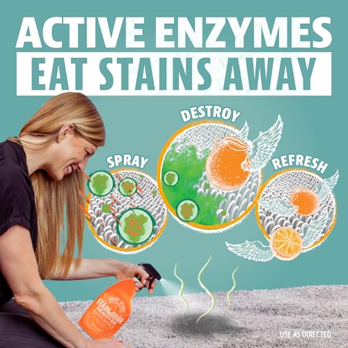 Image of ANGRY ORANGE Stain & Odor Remover - 32oz Pet Urine Enzyme Cleaner - Enzymatic Dog & Cat Pee Destroyer and Odor Eliminator - NEW Orange Rush Scent Cleaning Solution for Home