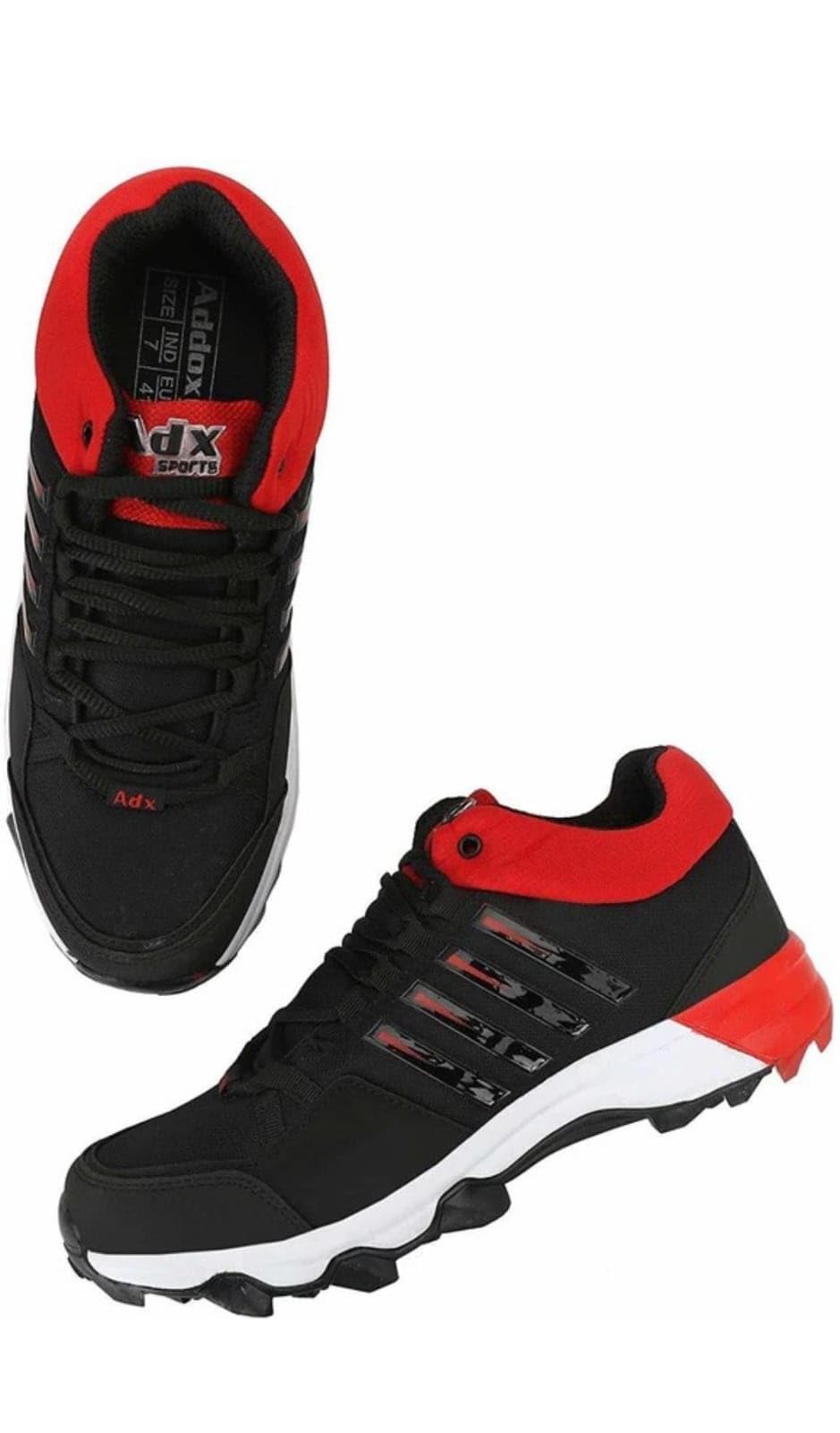 Men’s Lightweight Sports Running Shoes | Lace-Up Comfortable Walking, Gym and Casual Sneakers with Cushioned Sole | Black and Red-image-44