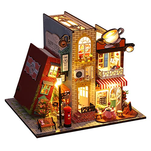 DIY Puppenhaus Miniatur-Holzmöbel-Set, Puppenhaus-Set mit staubdichter Abdeckung und Spieluhr, handgefertigtes Mini… – Bild 6