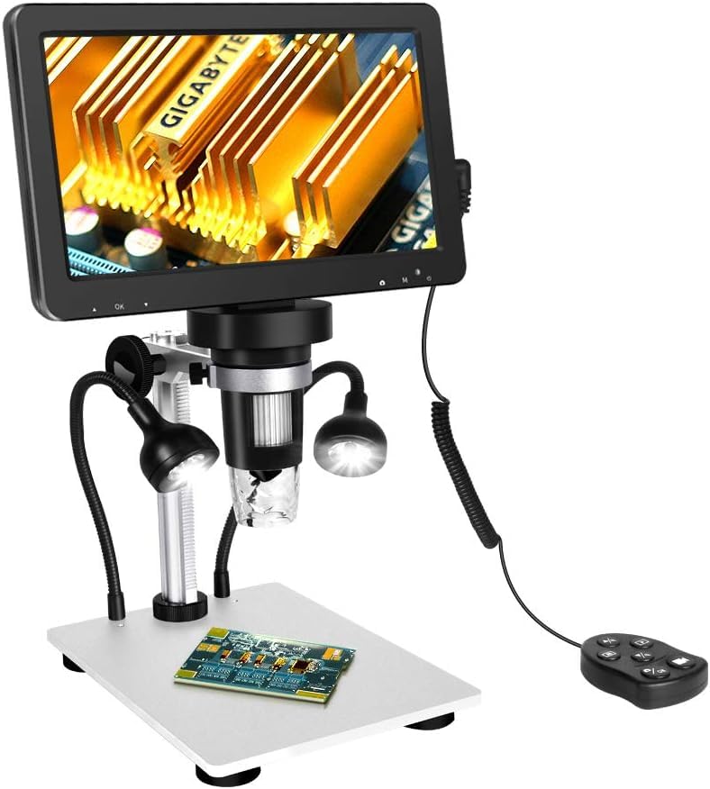 Tobo 7 inch LCD Digital Microscope 50-1200X Maginfication 1080P USB Video Microscope Camera with Wired Remote 10 Adjustable LED Lights for Circuit Board Soldering PCB Kids Coin Microscope-image-33