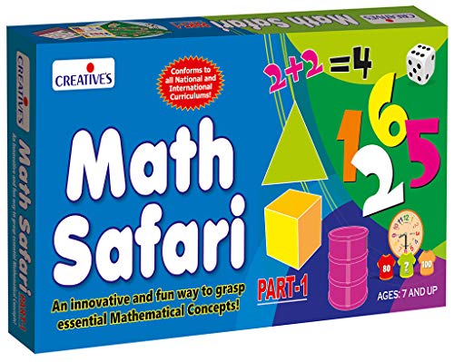 Image of Creative's Math Safari Part-1, Maths Quiz Board Games,180 Question Answer Cards 720 Questions, Shapes Numbers Addition Subtraction Measurement Time, Educational Gift STEM Toy Ages 7 & Up