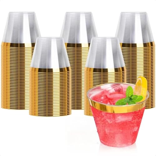 VHJAcuzig プラスチックカップ 使い捨て赤ワイングラス ワイングラス 葡萄酒器 アイスクリーム カクテル 使い捨て 割れない おしゃれ 誕生日パーティー 結婚式 イベント用品 (50個,プノンペン)