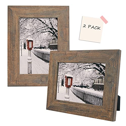 Golden State Art, Juego de 2, Marco de Fotos - Amplia moldura - Estilo de Grano de Madera - Perchas traseras para visualización de Pared - Ideal para Fotos de bebé, Bodas, Retratos Cover